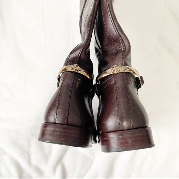 Tory Burch dark brown Jess riding boot equestrian gold hardware size 5 leather - Picture 5 of 10